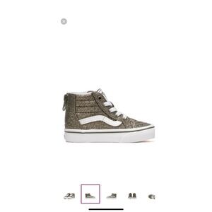 Vans Off The Wall Old Skool Toddler Girls  Glittery Green High Top Shoes. Size 5